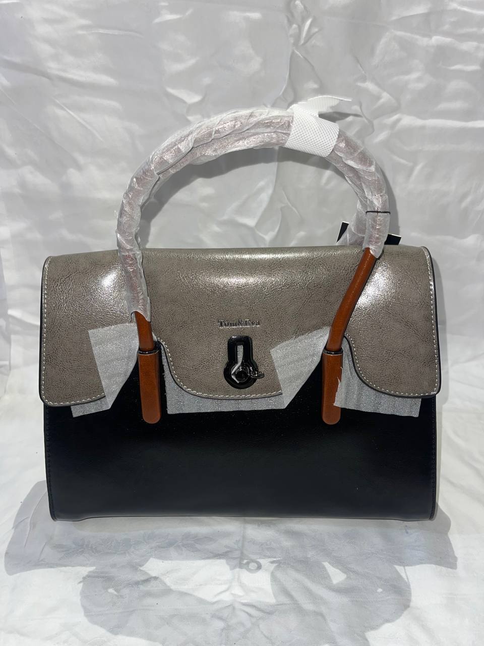 Sac à main Tom & Eva Noir et Taupe