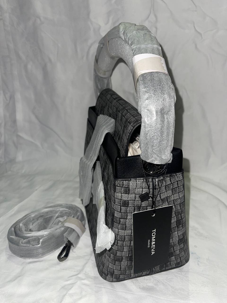 Sac à main Tom & Eva tissé Gris / Noir