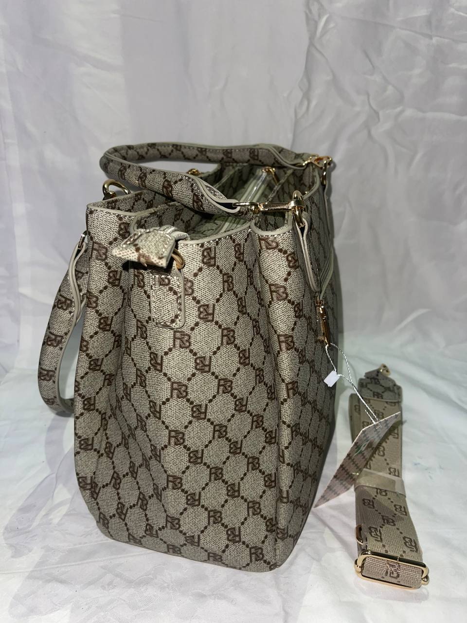 Sac à main Tom & Eva monogramme RB beige