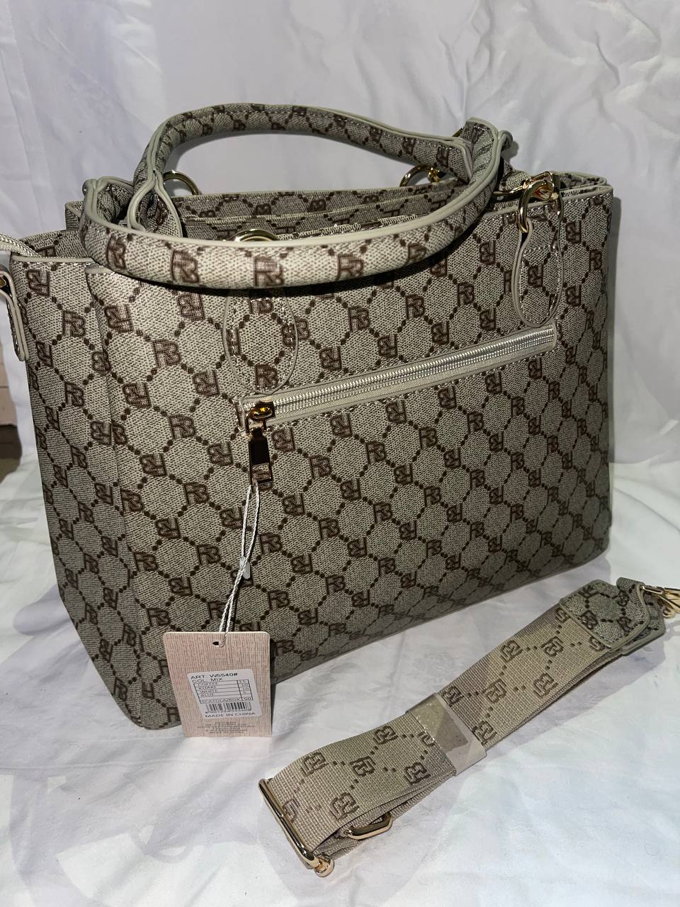 Sac à main Tom & Eva monogramme RB beige